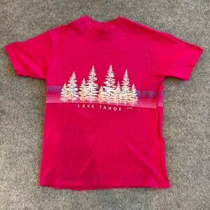 Vintage 80's Lake Tahoe Puff Print Wrap Around Outdoors Single Stitch T-Shirt L